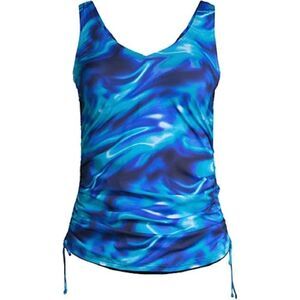 Land’s End Plus Standard size adjustable electric blue swirl tankini Various
